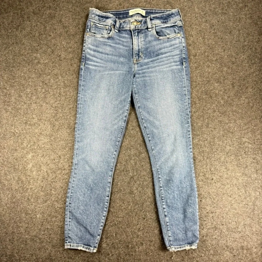Abercrombie & Fitch Girls Blue Denim Super Skinny Ankle‎ Mid Rise Jeans Size 27